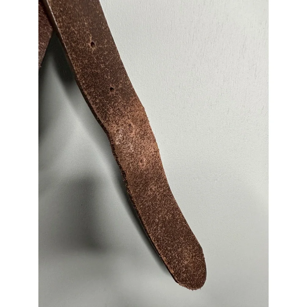 Justin Men's Dark Brown‎ Leather WorkBelt Size 36 Buckle Made in USA